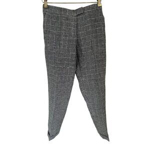 GIESSO Linen Trousers Pants Gray Tartan Checks Size 8